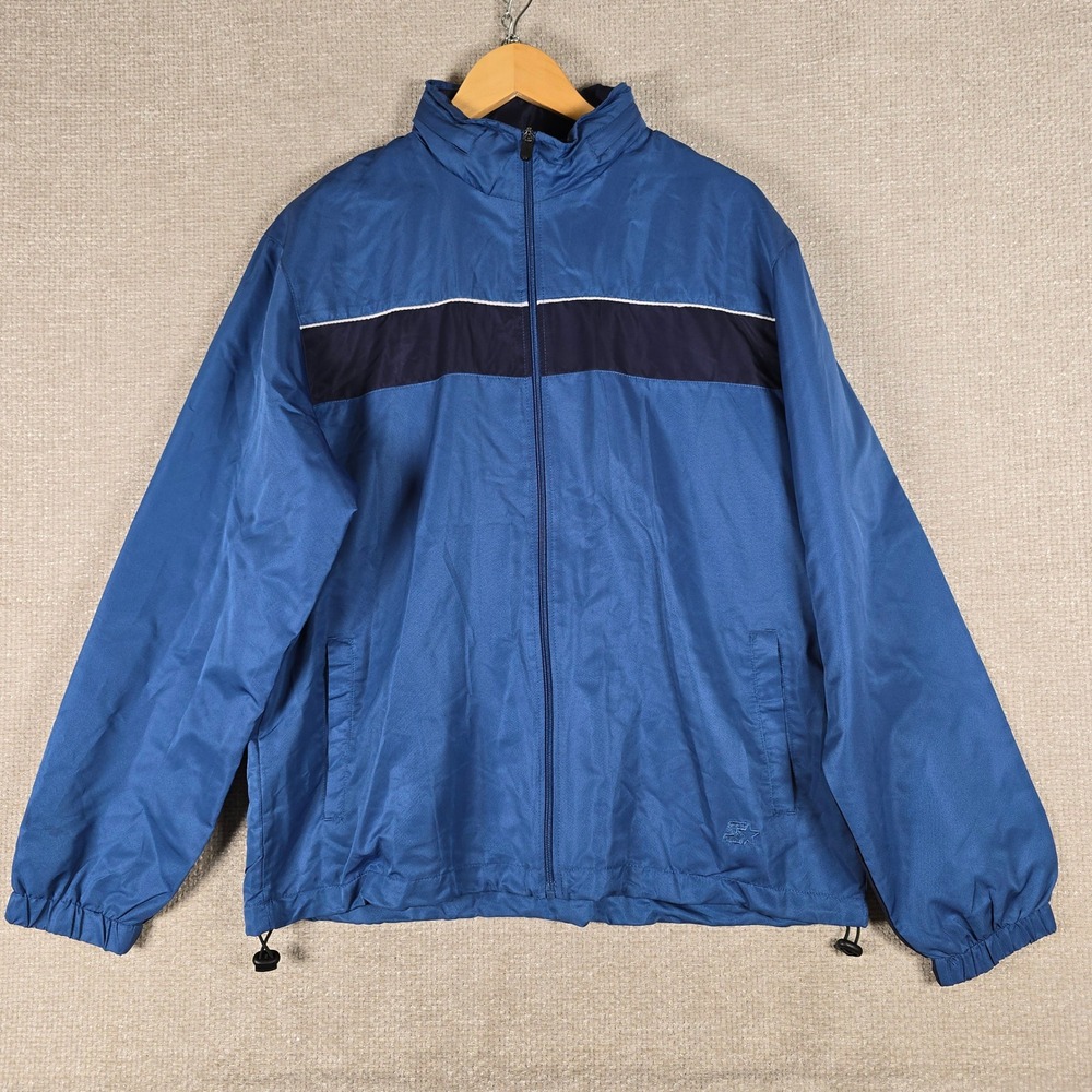 Starter Mens Windbreaker Jacket Blue Navy Colorblock Full Zip RM30201H Size L